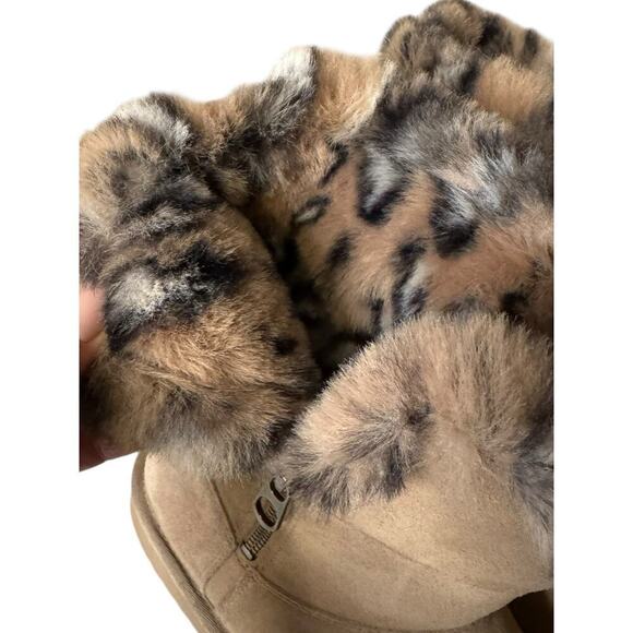 Koolaburra by UGG NEW Aribel Short Amphora Tan Boots Size 9 Suede Leopard Trim - Picture 7 of 8